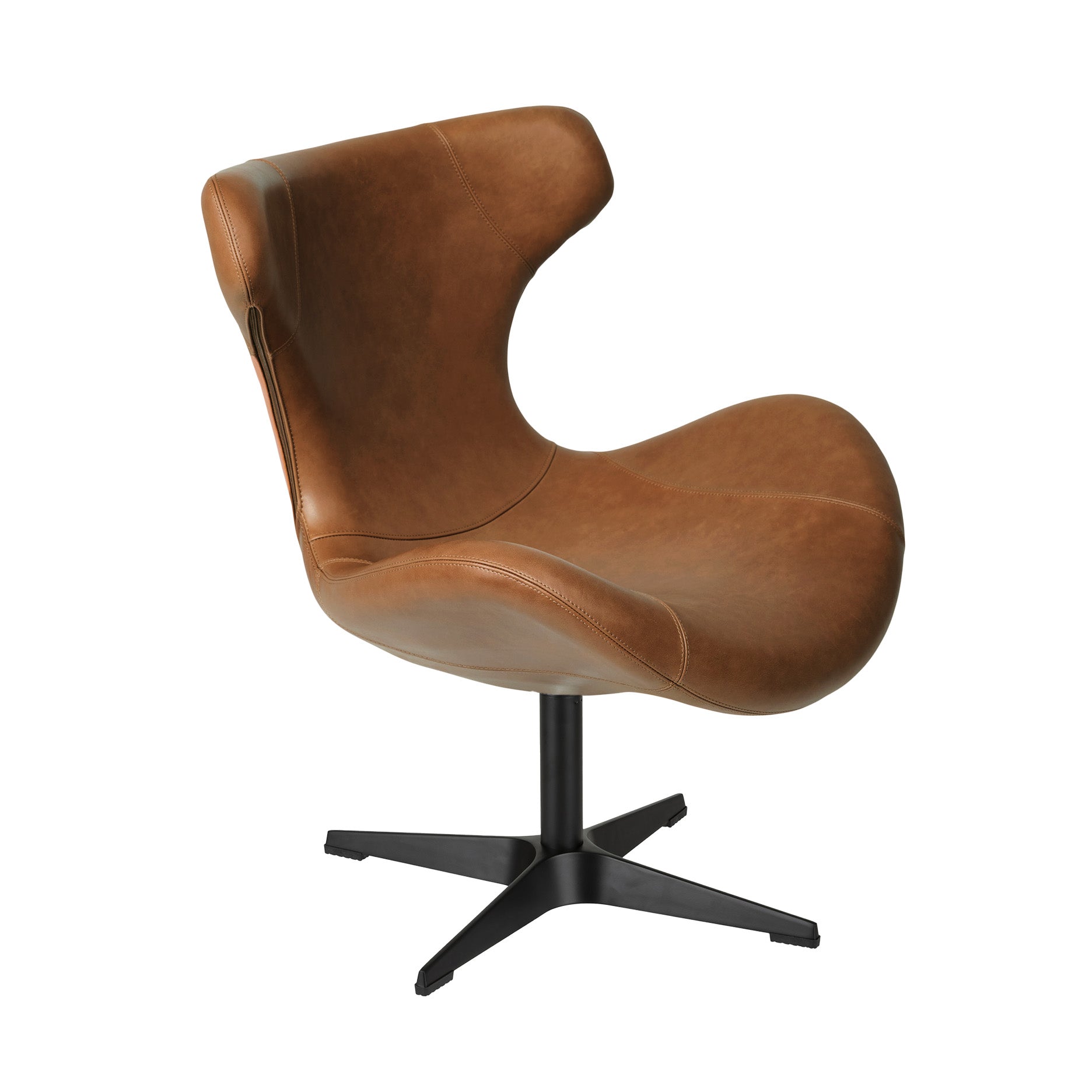 Kato Loungesessel Leder m. schwarzem Drehsockel